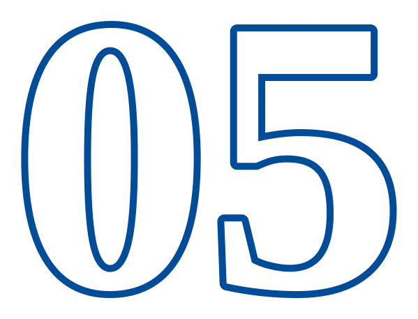 Zzeem Numeral 05 | Zzeem | Zzeem the Number 05 in Bold White with a Blue Outline on a Transparent Background.