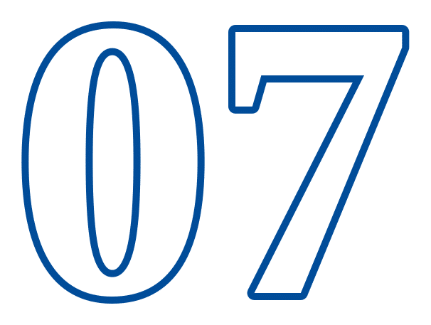 Zzeem Numeral 07 Zzeem Zzeem the Number 07 in Bold White with a Blue Outline on a Black Background.