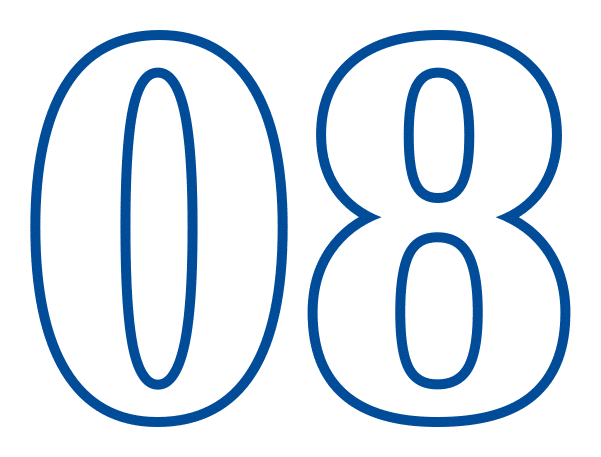Zzeem Numeral 08 Zzeem Zzeem Bold White Number 08 with a Blue Outline on a Transparent Background